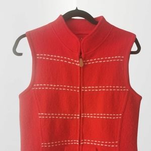 Tabi red, vintage pure wool vest XS